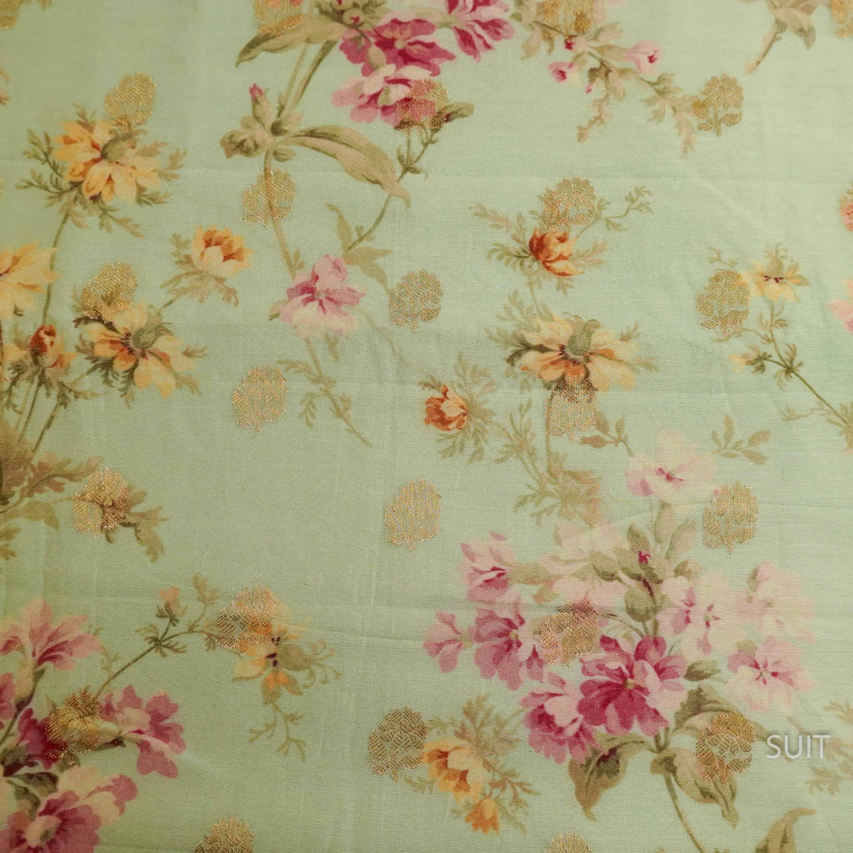 Handwoven Muslin Silk Mint Suit Set