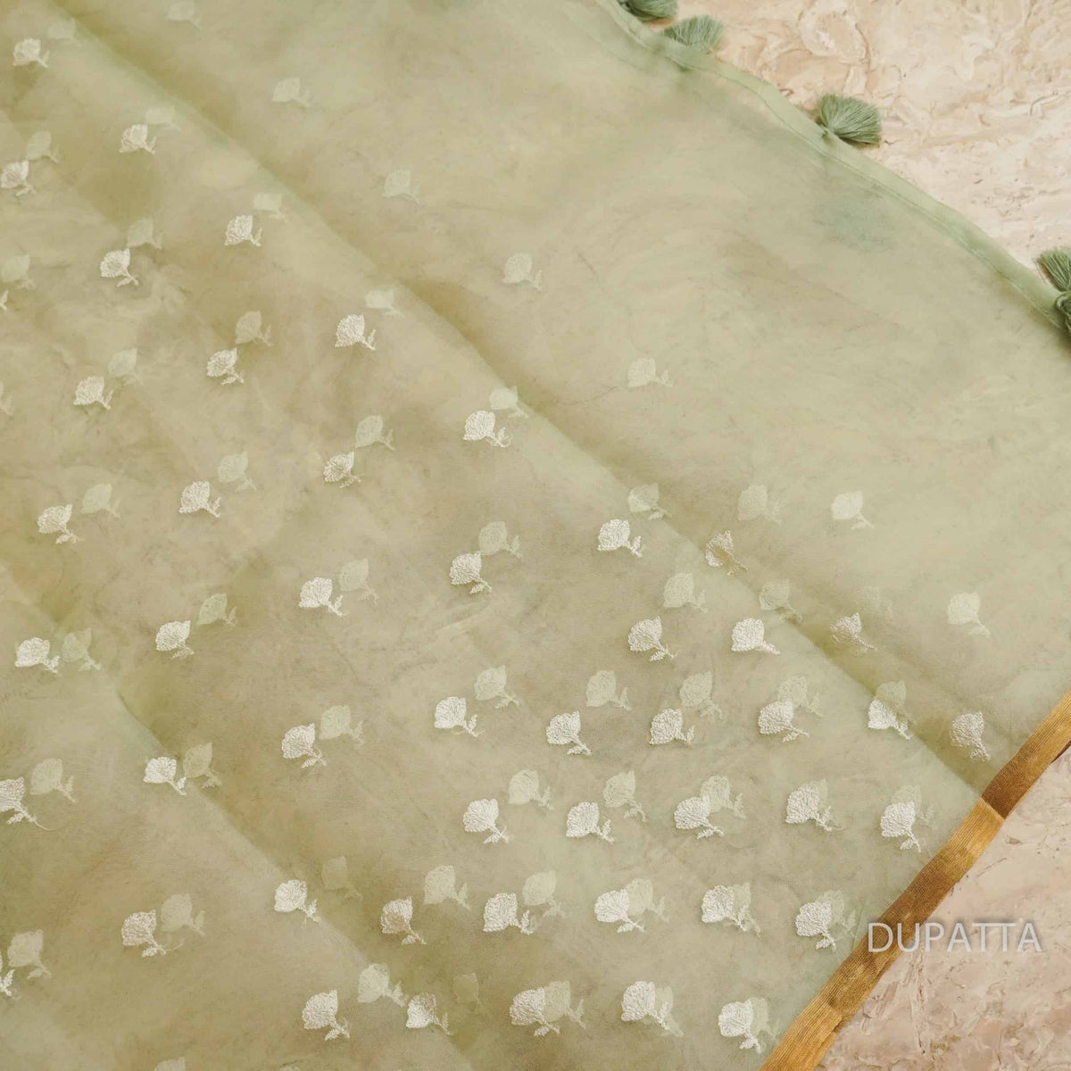 Handwoven Muslin Silk Mint Suit Set