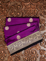 Handwoven Voila Violet Banarasi Katan Silk Saree