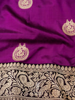 Handwoven Voila Violet Banarasi Katan Silk Saree