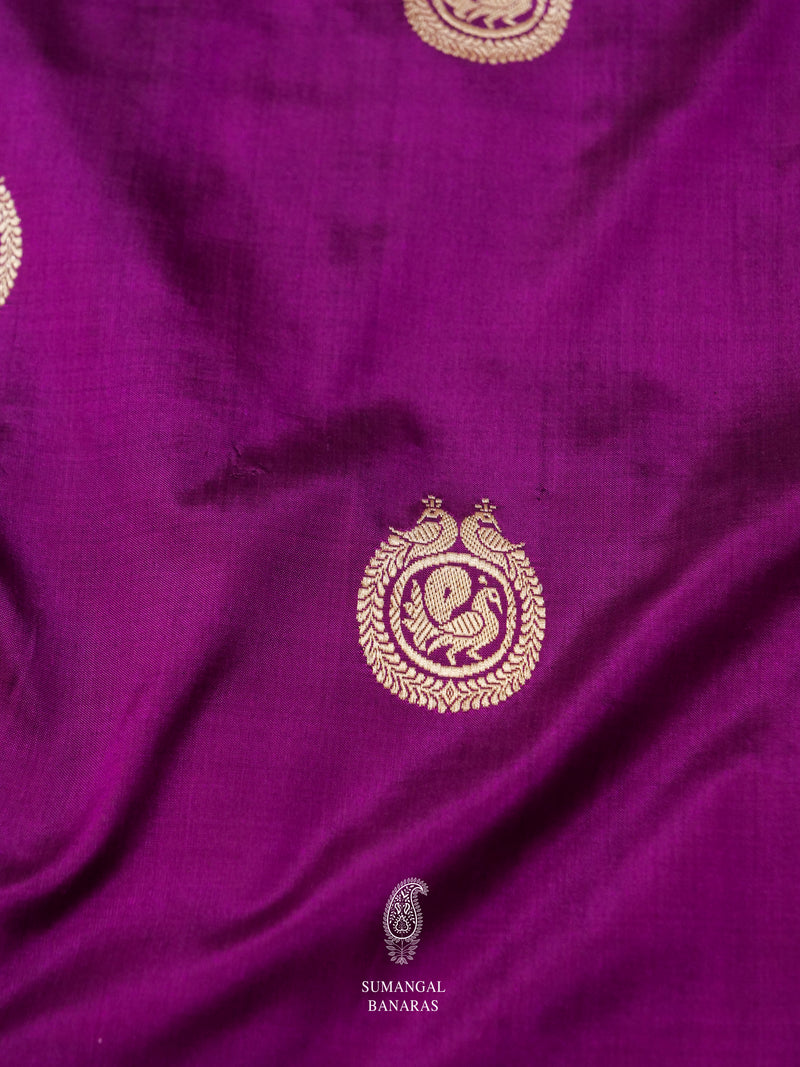 Handwoven Voila Violet Banarasi Katan Silk Saree