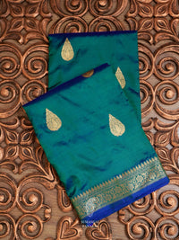 Handwoven Teal Green Banarasi Katan Silk Saree