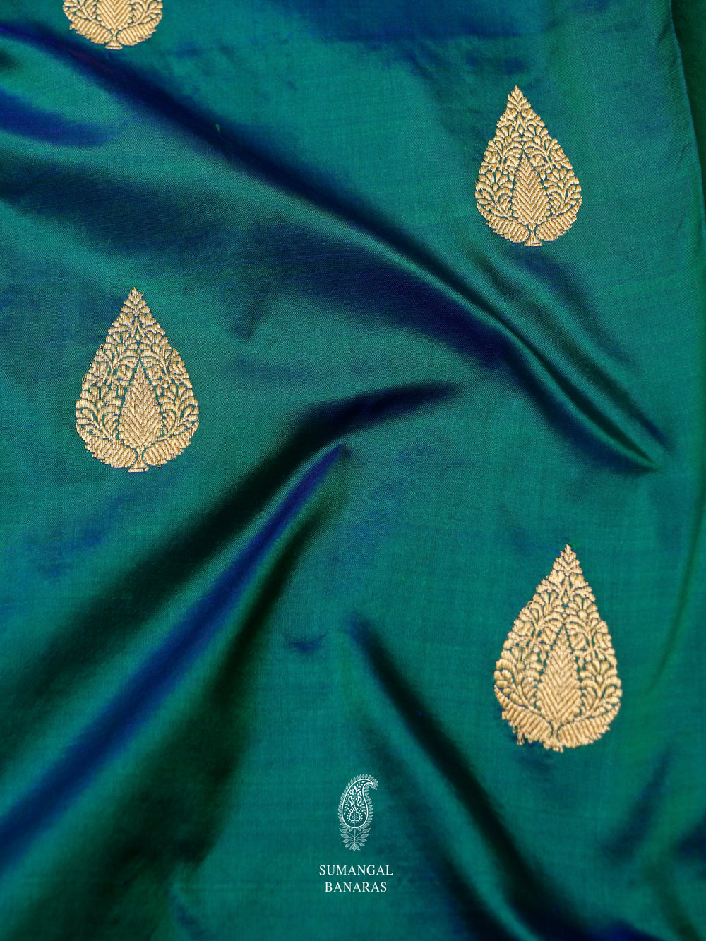 Handwoven Teal Green Banarasi Katan Silk Saree