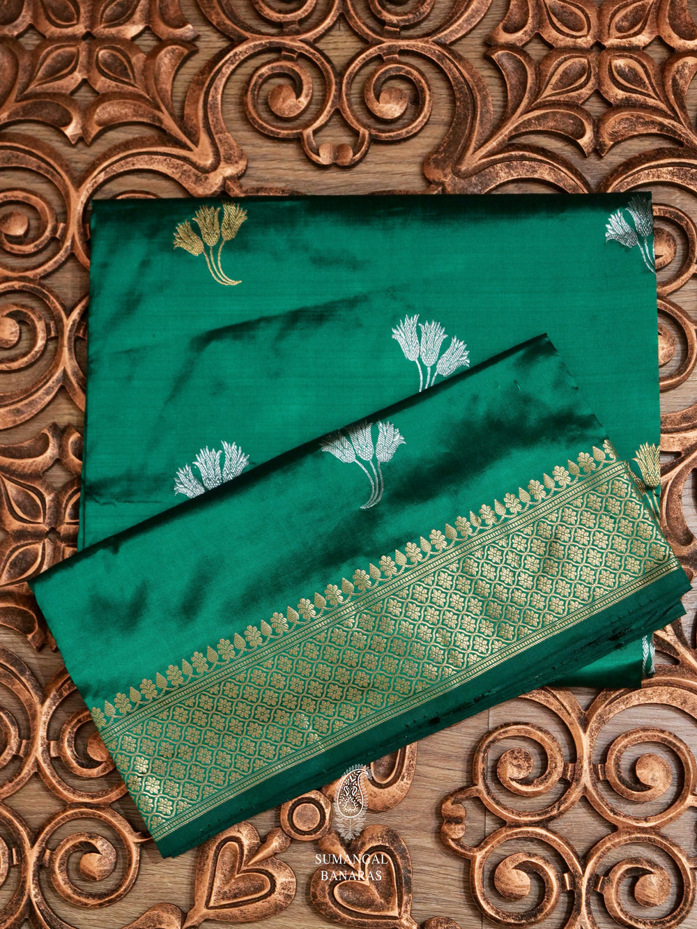 Handwoven Teal Green Banarasi Katan Silk Saree