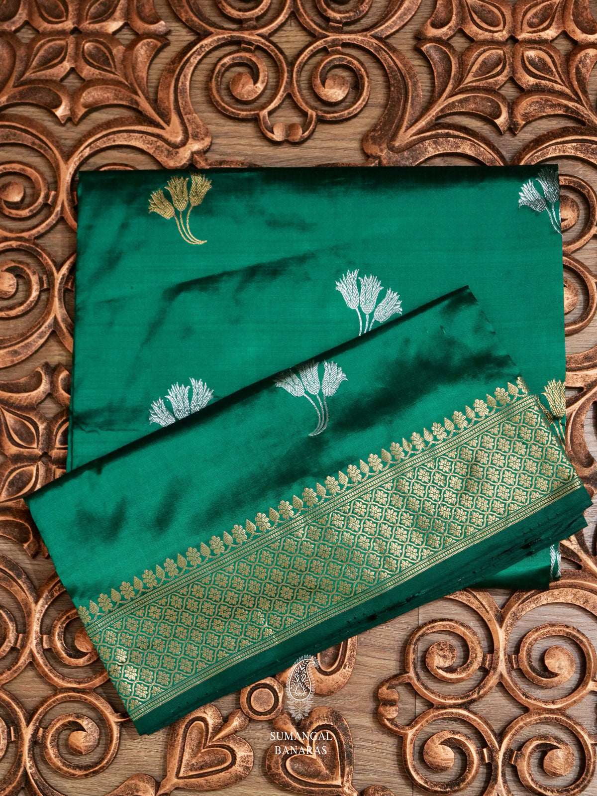 Handwoven Teal Green Banarasi Katan Silk Saree
