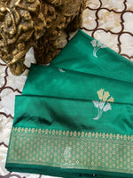 Handwoven Teal Green Banarasi Katan Silk Saree