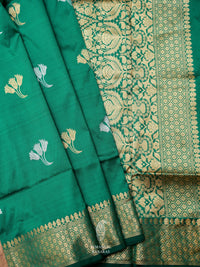 Handwoven Teal Green Banarasi Katan Silk Saree