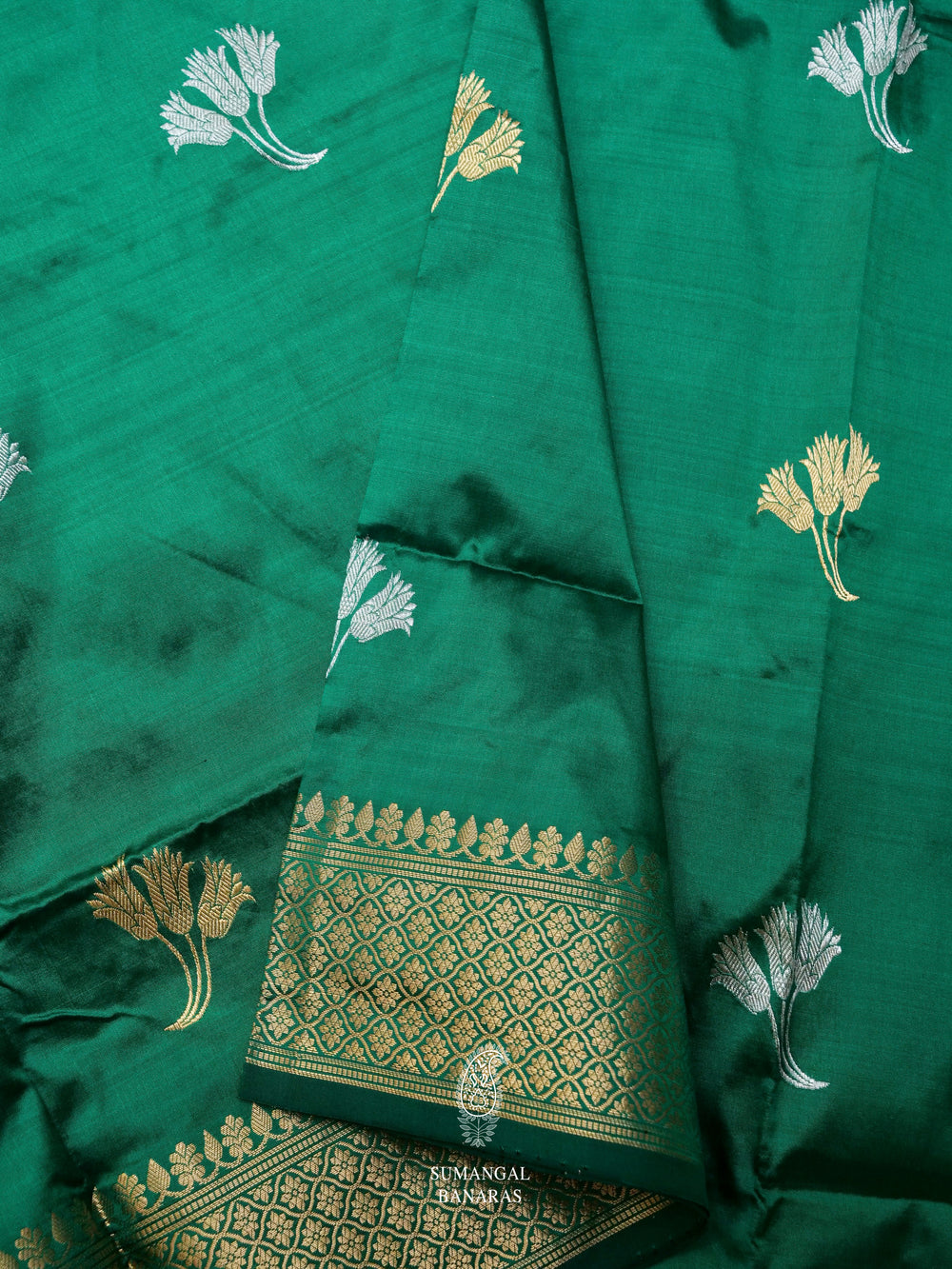 Handwoven Teal Green Banarasi Katan Silk Saree