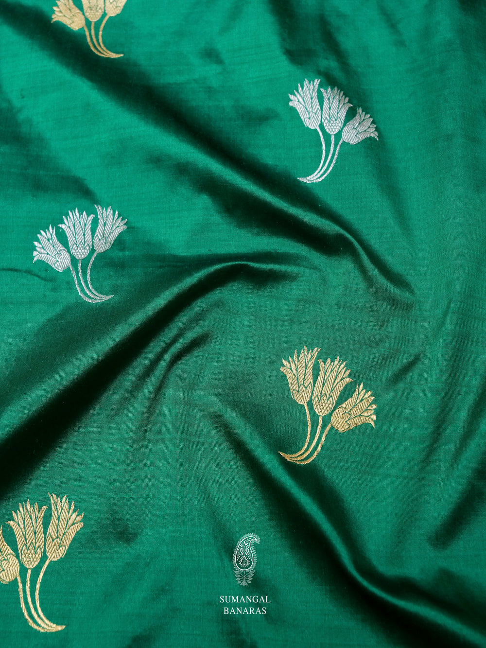 Handwoven Teal Green Banarasi Katan Silk Saree