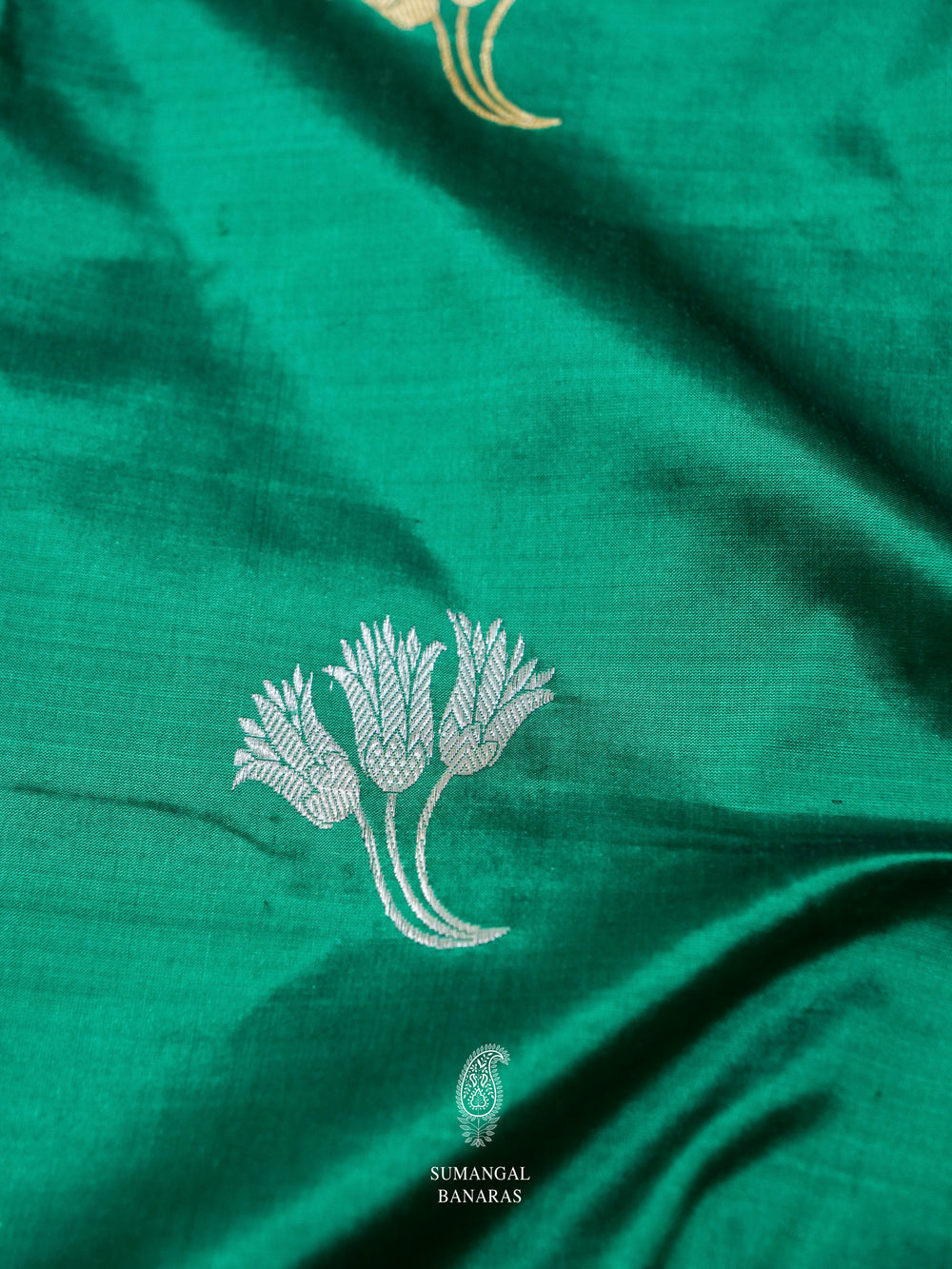 Handwoven Teal Green Banarasi Katan Silk Saree