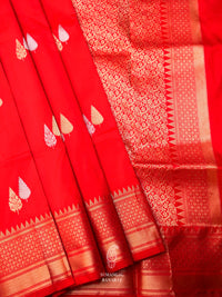 Handwoven Raga Red Banarasi Katan Silk Saree