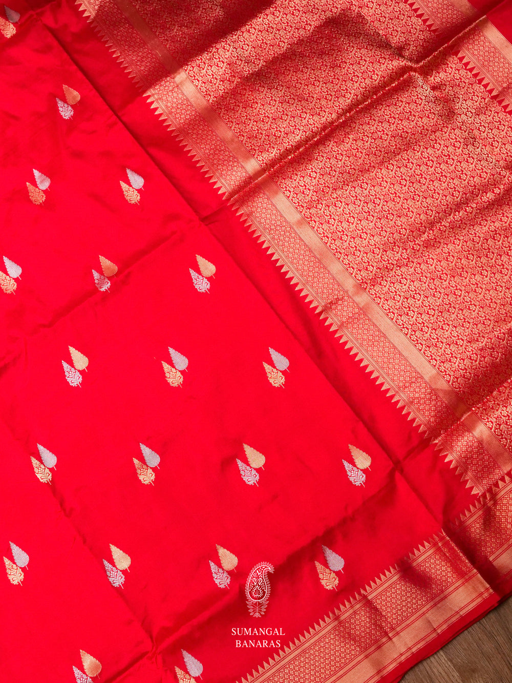 Handwoven Raga Red Banarasi Katan Silk Saree