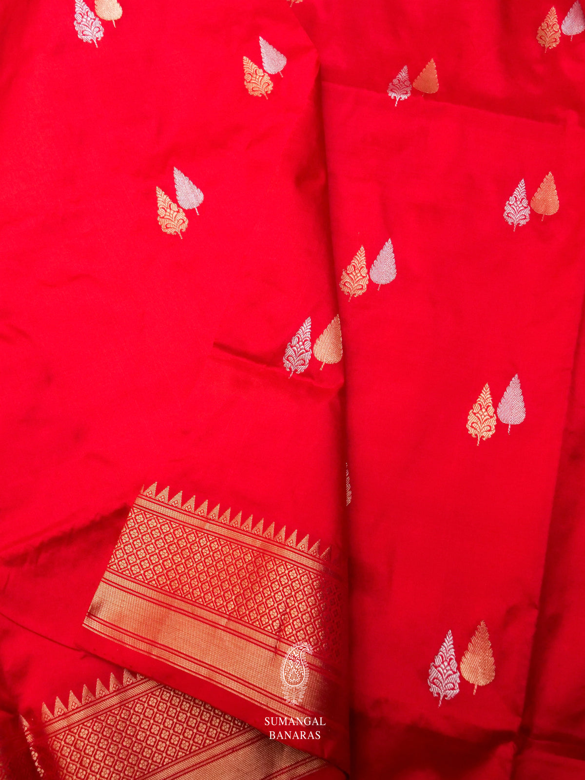 Handwoven Raga Red Banarasi Katan Silk Saree
