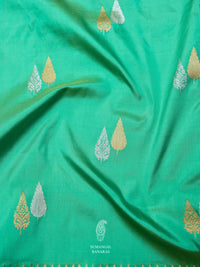 Handwoven Turquoise Green Banarasi Katan Silk Saree