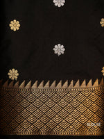 Handwoven Charcoal Black Banarasi Katan Silk Saree
