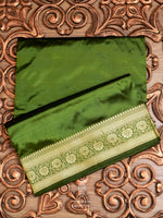 Handwoven Forest Green Banarasi Katan Silk Saree