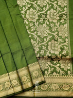 Handwoven Forest Green Banarasi Katan Silk Saree