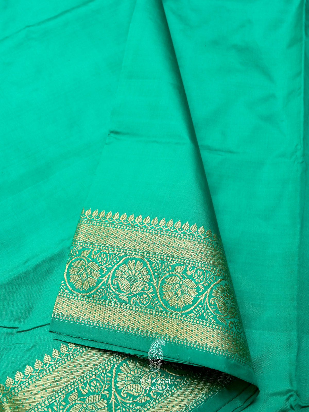 Handwoven Turquoise Green Banarasi Katan Silk Saree