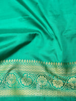 Handwoven Turquoise Green Banarasi Katan Silk Saree