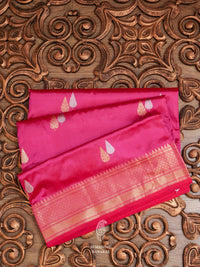 Handwoven Candy Pink Banarasi Katan Silk Saree
