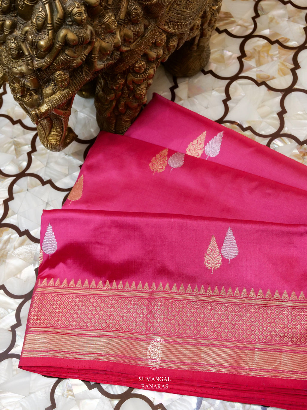 Handwoven Candy Pink Banarasi Katan Silk Saree
