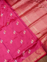 Handwoven Candy Pink Banarasi Katan Silk Saree