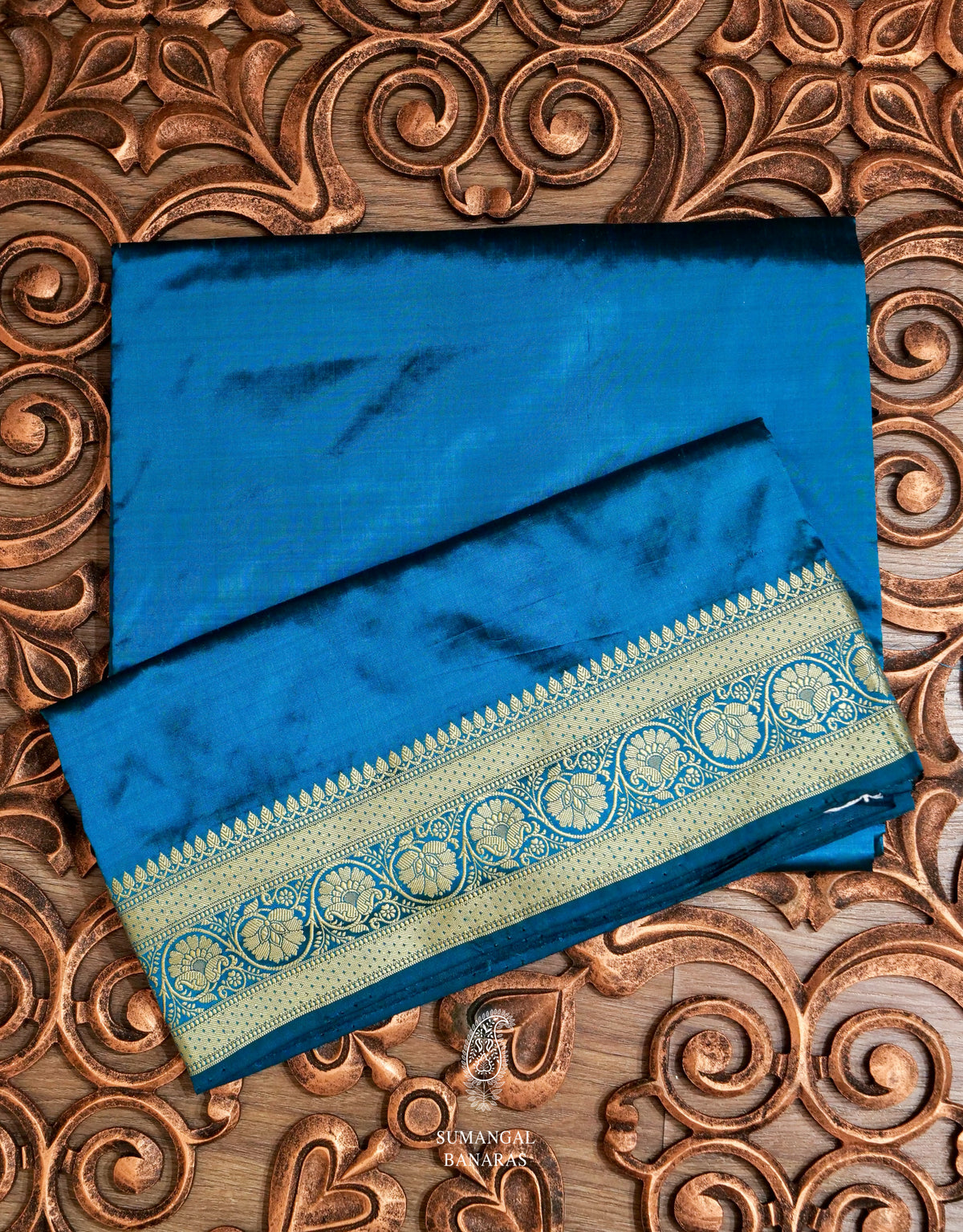 Handwoven Navy Blue Banarasi Katan Silk Saree
