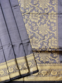 Handwoven Slate Grey Banarasi Katan Silk Saree