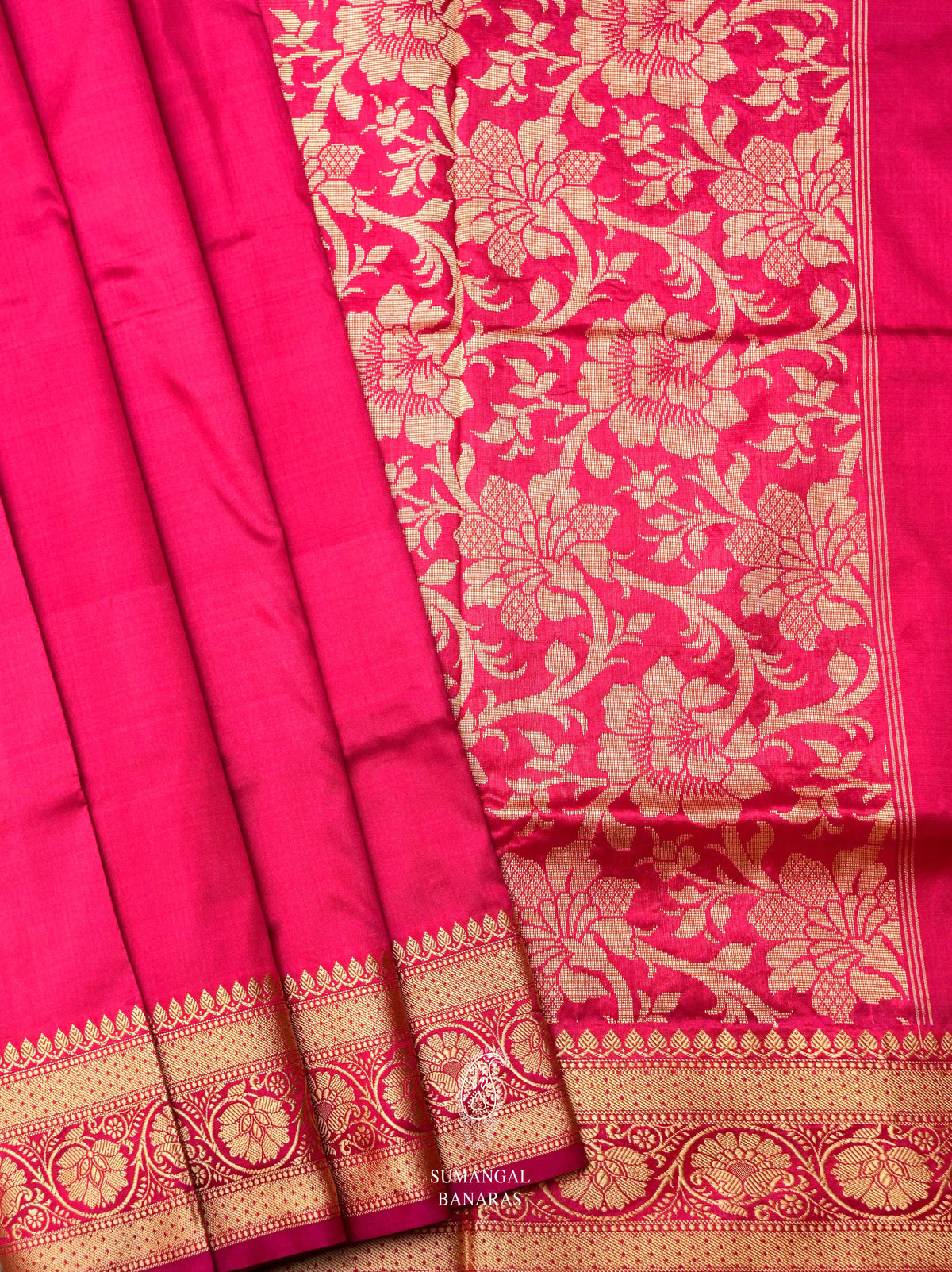 Handwoven Fuchsia Pink Banarasi Katan Silk Saree