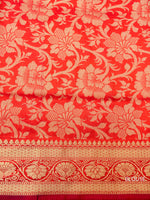 Handwoven Bright Red Banarasi Katan Silk Saree