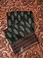 Handwoven Pine Green Muslin Silk Saree