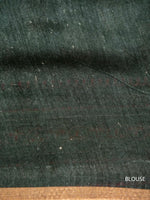 Handwoven Pine Green Muslin Silk Saree