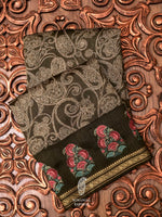 Handwoven Mehendi Green Muslin Silk Saree