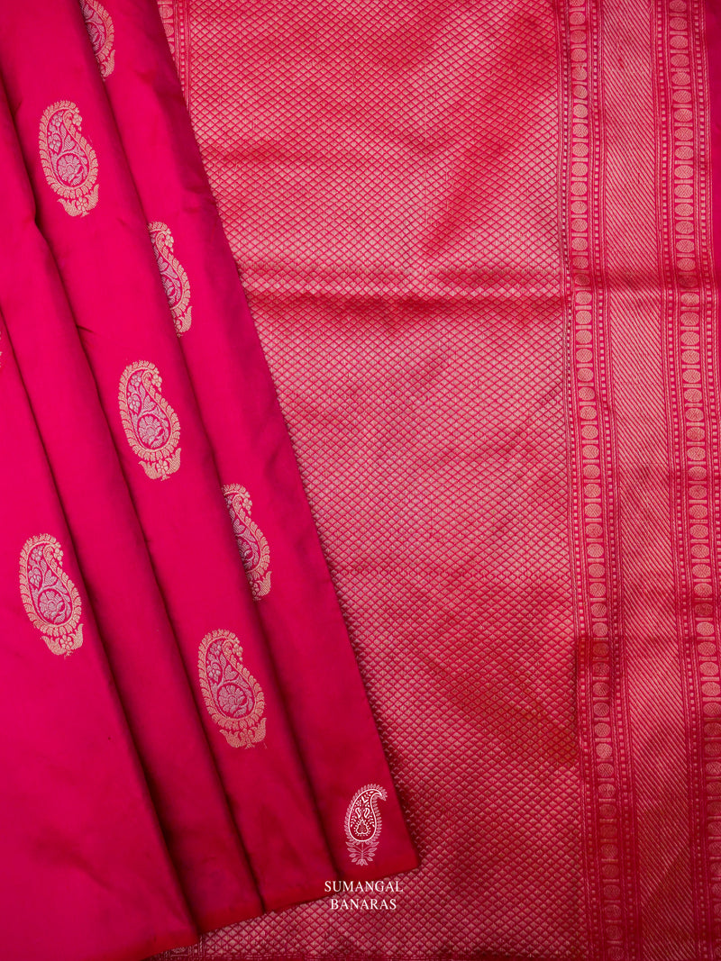 Handwoven Bright Pink Katan Silk Saree