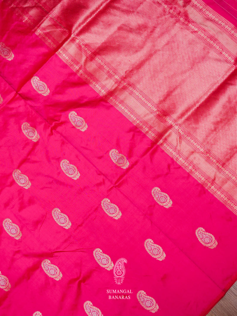 Handwoven Bright Pink Katan Silk Saree