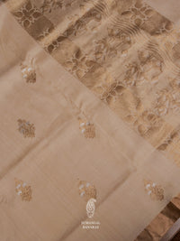Handwoven Beige Pure Katan Silk Saree