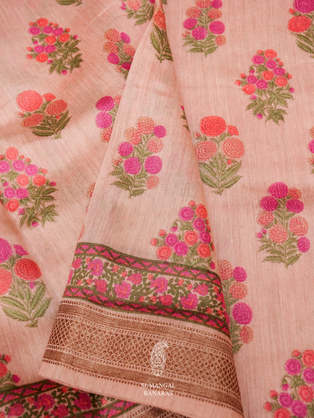 Handwoven Powder Pink Muslin Silk Saree