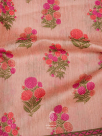 Handwoven Powder Pink Muslin Silk Saree