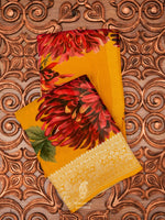 Mustard Yellow Digital Print Georgette Saree