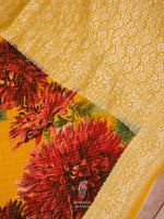 Mustard Yellow Digital Print Georgette Saree