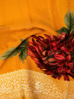 Mustard Yellow Digital Print Georgette Saree