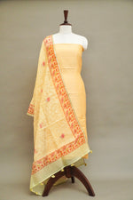 Handwoven Mellow Yellow Banarsi Pure Tussar Munga Suit Set