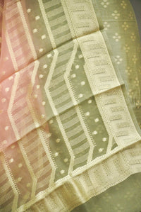 Handwoven Moss Green Banarsi Pure Organza Silk Suit Set