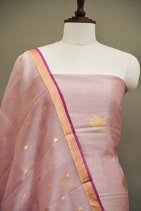 Handwoven Mauve Pink Banarsi Pure Moonga Silk Suit Set