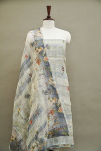 Handwoven Aqua Blue Banarsi Pure Tussar Munga Suit Set
