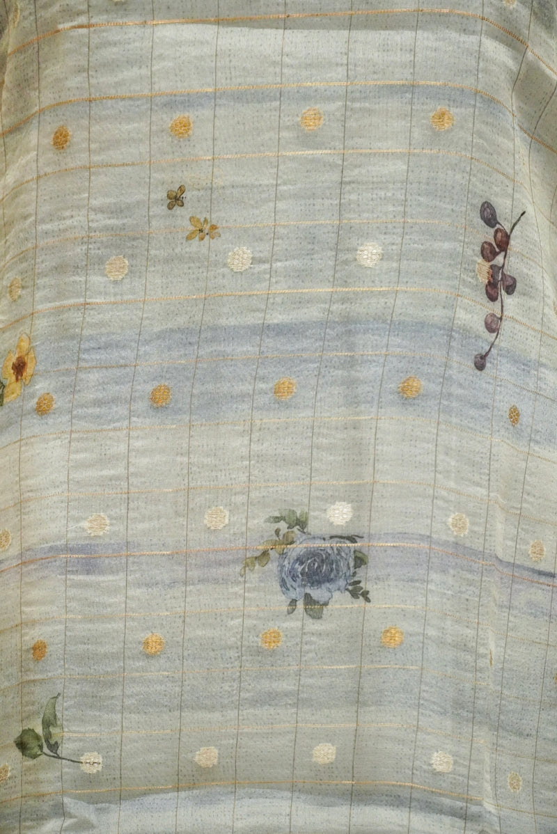Handwoven Aqua Blue Banarsi Pure Tussar Munga Suit Set