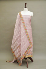 Handwoven Light Mauve Banarsi Pure Organza Silk Suit Set