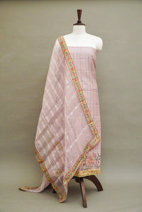 Handwoven Light Mauve Banarsi Pure Organza Silk Suit Set