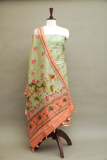 Handwoven Light Yellow Banarsi Pure Moonga Silk Suit Set