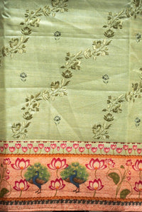 Handwoven Light Yellow Banarsi Pure Moonga Silk Suit Set
